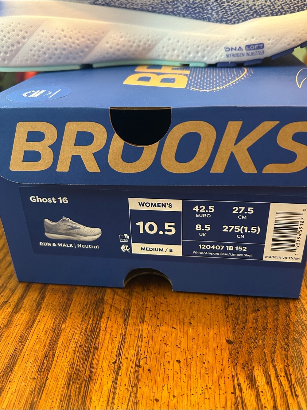 Brooks Ghost 16 Women's Sneakers - White & Blue